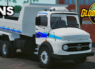 Skins Mercedes Benz 1113 Caçamba Cinza Clarinho Com Faixas Azul
