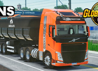 Skins Volvo FH RODOJUNIOR Laranja no RodoCaçamba Preto