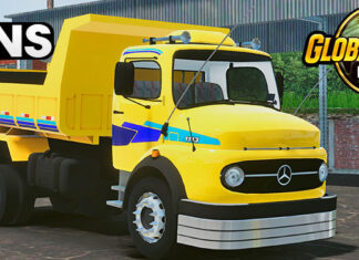 Skins Mercedes Benz 1113 Caçamba Amarelo Com Faixas Azul