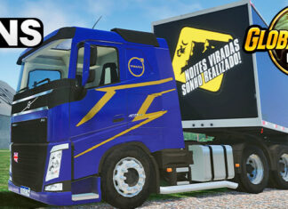 Skins Volvo FH Azul Com Faixas no Bau Qualificado