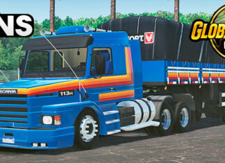 Skins Scania 113 Azul Escuro Com Faixas na Granel ‘Conjunto Estilo Original’
