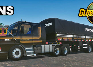 Skins Scania 113 Preta Com Faixas Douradas na Granel