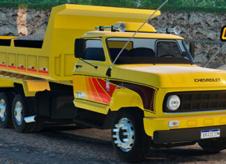 Skins Chevrolet D60 Caçamba Amarelo Com Faixas Personalizado