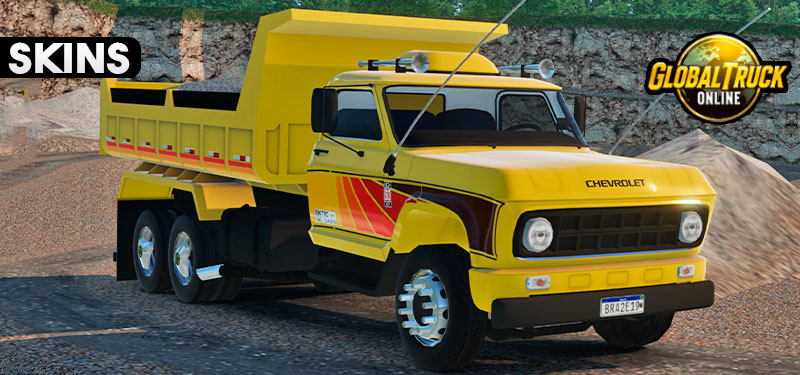 Skins Chevrolet D60 Caçamba Amarelo Com Faixas Personalizado