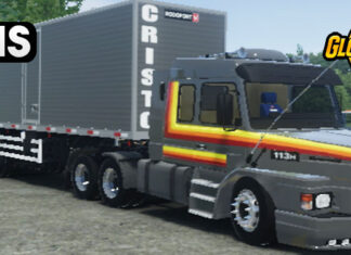 Skins Scania 113 Cinza Faixas Laranjas No Bau Conjunto Qualificado