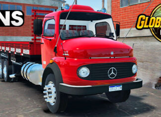 Skins Mercedes Benz 1113 Truck Vermelho Vinho Detalhes e emblemas Todo Original
