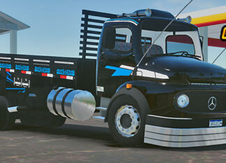 Skins Mercedes Benz 1113 Truck Preto Com Faixas Degrade Azul ‘QUALIFICADO’