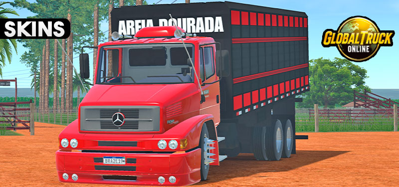 Skins Mercedes Benz 1620 Boiadeiro Vermelho Areia Dourada