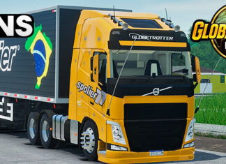 Skins Volvo FH Amarelo Spolier no Bau ‘Conjunto Top’