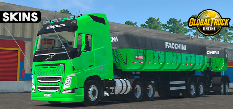 Skins Volvo FH Verde Claro no RodoCaçamba FACCHINI