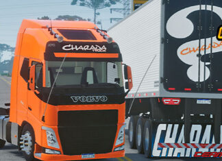 Skins Volvo FH Laranja Charada Truck Conjunto no Bau