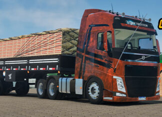 Skins Volvo FH Laranja Com Cera Sergipana na Granel Lonada