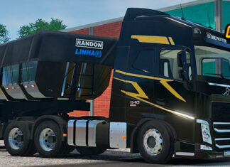 Skins Volvo FH Preto Com Faixas Especiais No RodoCaçamba