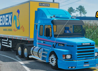 Skins Scania 113 Azul no Bau Dos Correios