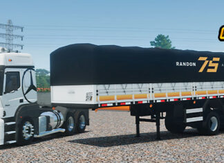 Skins Mercedes Benz Axor Branco Conjunto na Graneleira Randon 75 Anos