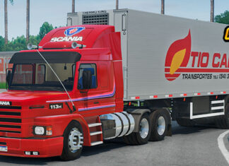 Skins Scania 113 Vermelha Na Carreta Frigorifica Tio Carlo Transportes
