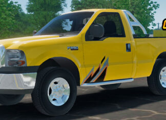 Skins F-250 Amarelo Com Faixas Personalizadas