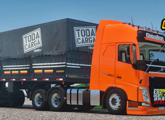 Skins Volvo FH Laranja Qualificado Na Granel Tampa Alta ‘TODA CARGA’