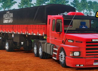 Skins Scania 113 Conjunto Vermelho na Graneleira Librelato Horizon