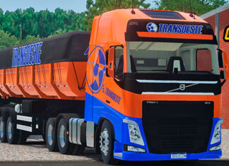 Skins Volvo FH 540 Laranja Transoeste no RodoCaçamba