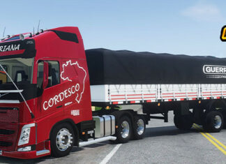 Skins Volvo FH Vermelho Cordesco na Graneleira