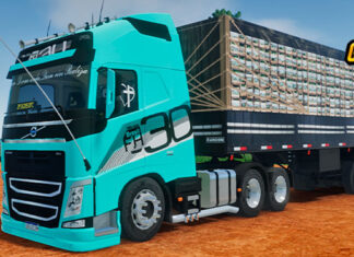 Skins Volvo FH Azul Ciano na Granel Verdureira