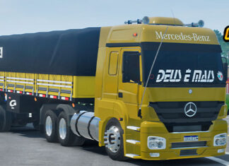 Skins Mercedes Benz Axor Dourado Na Graneleira