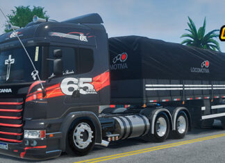 Skins Scania R Edição 65 Anos Brasil no Bitrem ‘EXCLUSIVO’