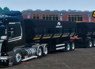Skins Scania R STREAMLINE Preta Conjunto no RodoCaçamba