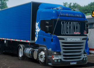 Skins Scania R HIGHLINE Azul Conjunto No Bau