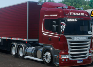Skins Scania R STREAMLINE Vinho Conjunto No Bau