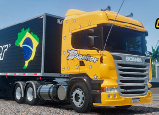 Skins Scania R Amarela SPOLIER no Bau