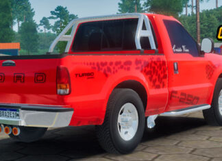 Skins F-250 Vermelha Com Adesivos e faixas Ford