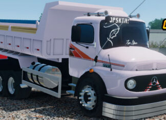 Skins Mercedes Benz 1113 Rosa Com faixas na Caçamba