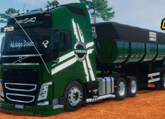 Skins Volvo FH Verde Com Faixa Performance no RodoCaçamba