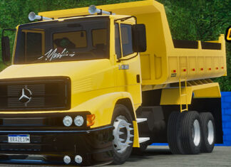 Skins Mercedes Benz 1620 Amarelo Com Grade Preta na Caçamba