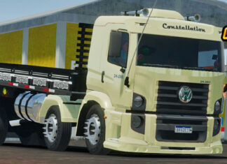 Skins VW Constellation Beje Carroceria Preta Verdureiro