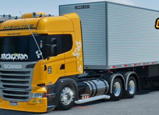 Skins Scania R HIGHLINE Amarela Conjunto no Bau