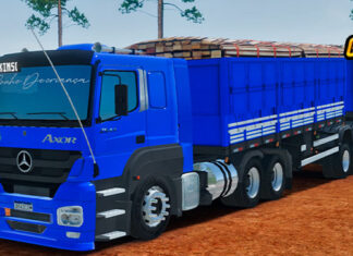 Skins Mercedes Benz Axor Azul no Bitrem Tampa Alta
