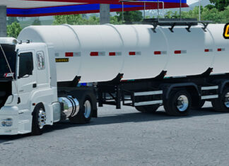 Skins Mercedes Benz Axor Branco Qualificado na Carreta Tanque