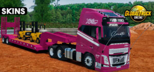 Skins Volvo FH Conjunto Rosa na Carreta Prancha 081gf148g8fg