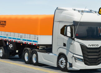 Skins Iveco S Way Branco na Graneleira Com Faixas Azul