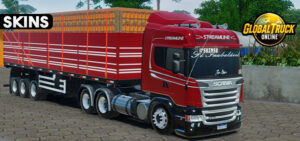 Skins Scania R Streamline Vermelha na Granel Tampa Alta Verdureira 0gh14ghgh