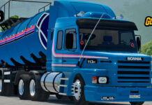 Skins Scania 113 Azul Clássica Conjunto na Carreta Tanque