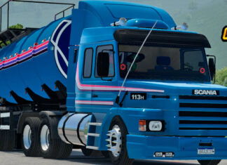 Skins Scania 113 Azul Clássica Conjunto na Carreta Tanque