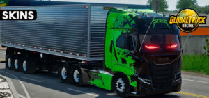 Skins Iveco S Way Pintura Metalica verde no Bau Cromado 2141241541