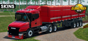 Skins Scania 124G Vermelha na Granel Tampa Alta Carga de Cebolas 00g8h4g8hg