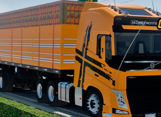 Skins Volvo FH Amarelo na Granel Tampa Alta Carga Maracujá