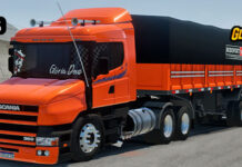 Skins Scania 124G Laranja Faixas Horizon na Graneleira ‘EXCLUSIVA’