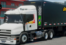 Skins Scania 124G Branca Faixas Laranja no Sider Preto